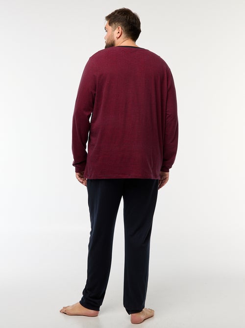 Conjunto de pijama largo camiseta + pantalón - 2 piezas - Kiabi