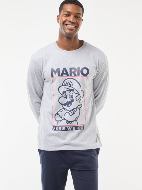 Conjunto de pijama largo camiseta + pantalón - 2 piezas - Kiabi