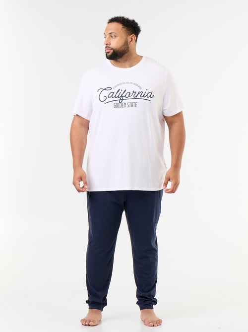 Conjunto de pijama largo camiseta + pantalón - 2 piezas - Kiabi