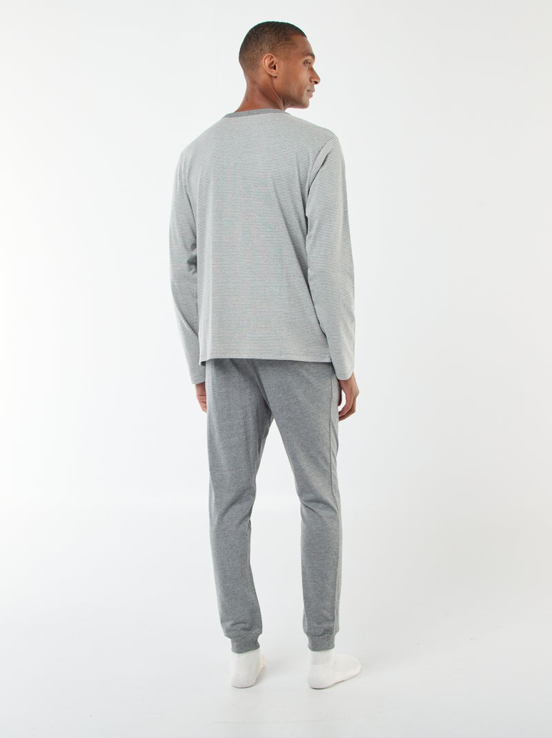 Conjunto de pijama largo camiseta + pantalón - 2 piezas Gris - Kiabi