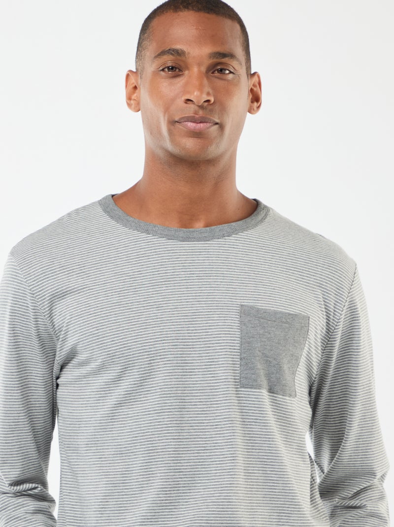 Conjunto de pijama largo camiseta + pantalón - 2 piezas Gris - Kiabi