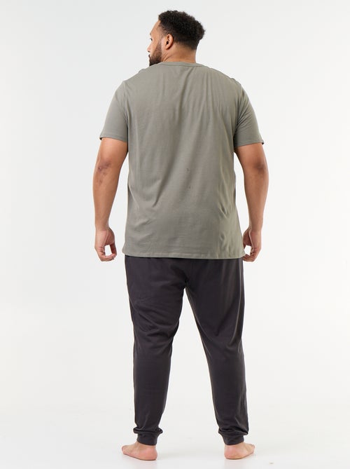 Conjunto de pijama largo camiseta + pantalón - 2 piezas - Kiabi