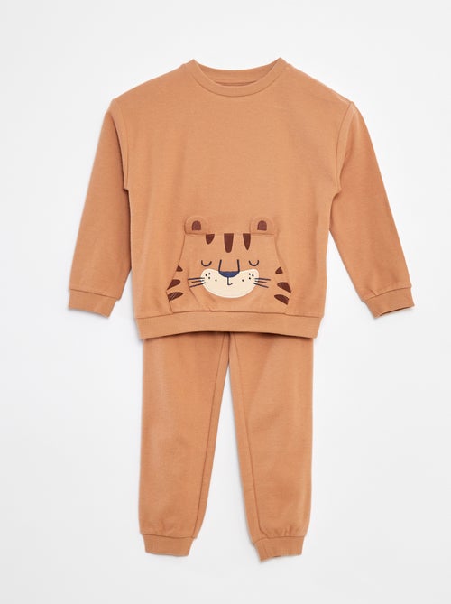 Conjunto de pijama largo camiseta + pantalón - 2 piezas - Kiabi