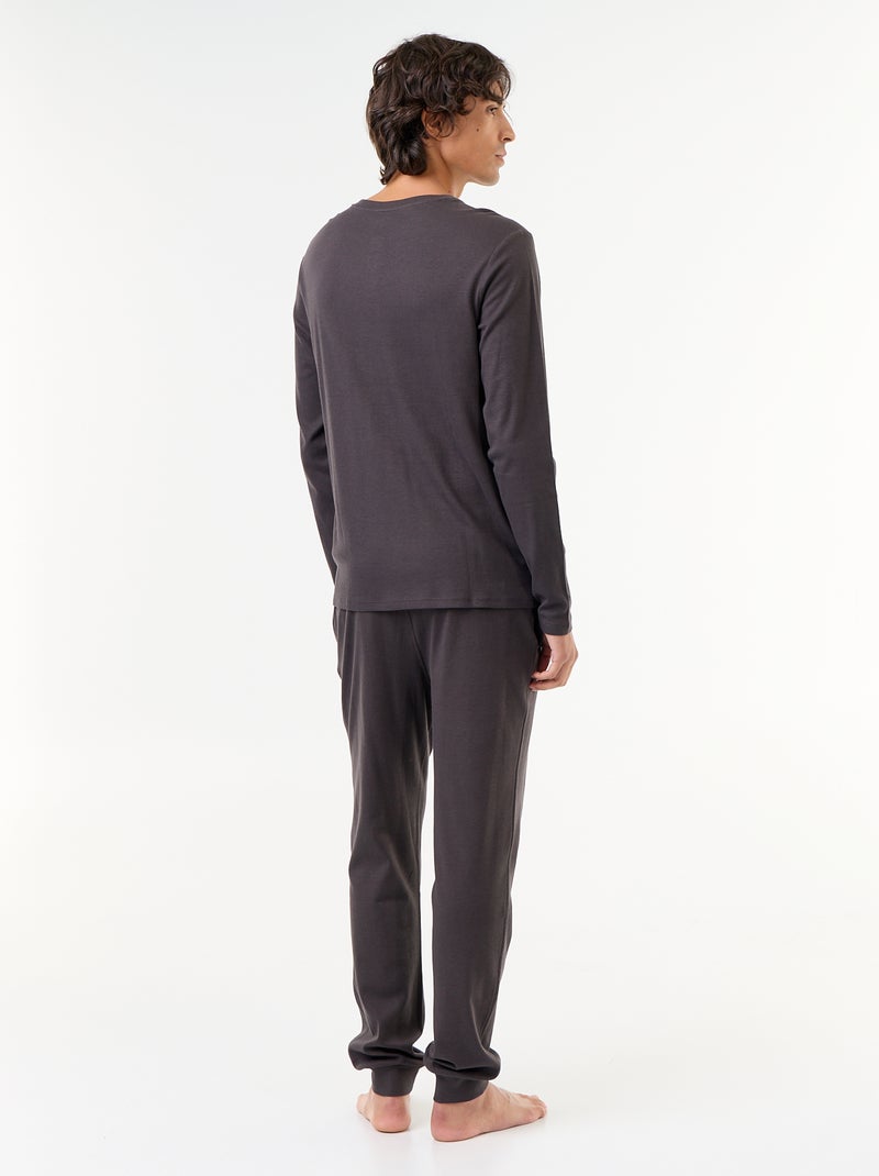 Conjunto de pijama largo camiseta + pantalón - 2 piezas Negro - Kiabi