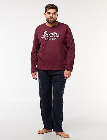 Conjunto de pijama largo camiseta + pantalón - 2 piezas