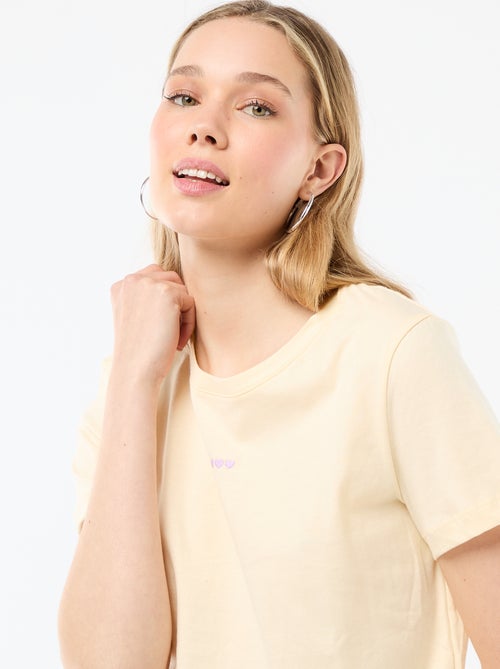 Conjunto de pijama largo camiseta + pantalón a cuadros - 2 piezas - Kiabi