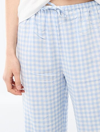 Conjunto de pijama largo camiseta + pantalón a cuadros - 2 piezas