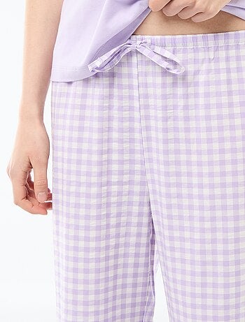 Conjunto de pijama largo camiseta + pantalón a cuadros - 2 piezas