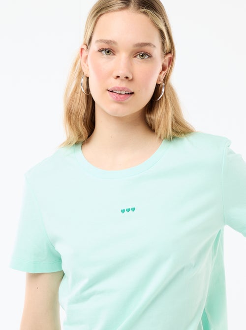 Conjunto de pijama largo camiseta + pantalón a cuadros - 2 piezas - Kiabi