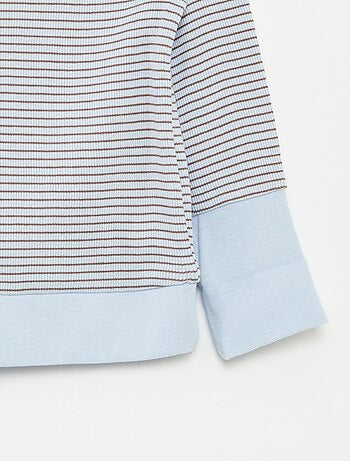 Conjunto de pijama largo camiseta + pantalón a rayas - 2 piezas