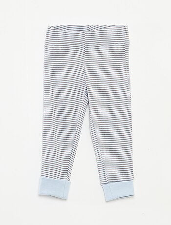 Conjunto de pijama largo camiseta + pantalón a rayas - 2 piezas