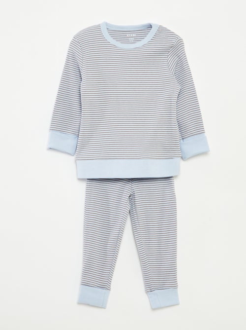 Conjunto de pijama largo camiseta + pantalón a rayas - 2 piezas - Kiabi