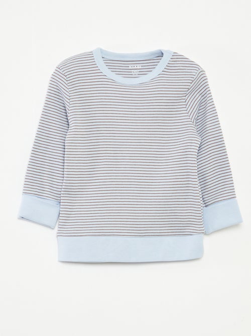 Conjunto de pijama largo camiseta + pantalón a rayas - 2 piezas - Kiabi