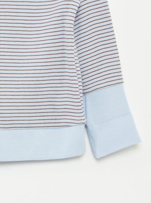 Conjunto de pijama largo camiseta + pantalón a rayas - 2 piezas - Kiabi