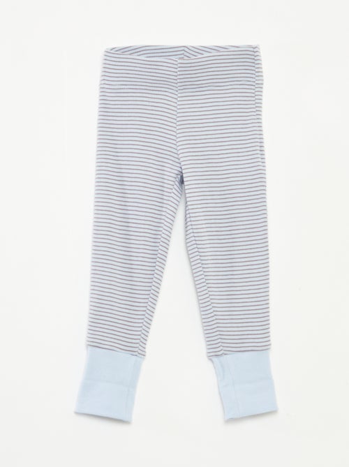 Conjunto de pijama largo camiseta + pantalón a rayas - 2 piezas - Kiabi