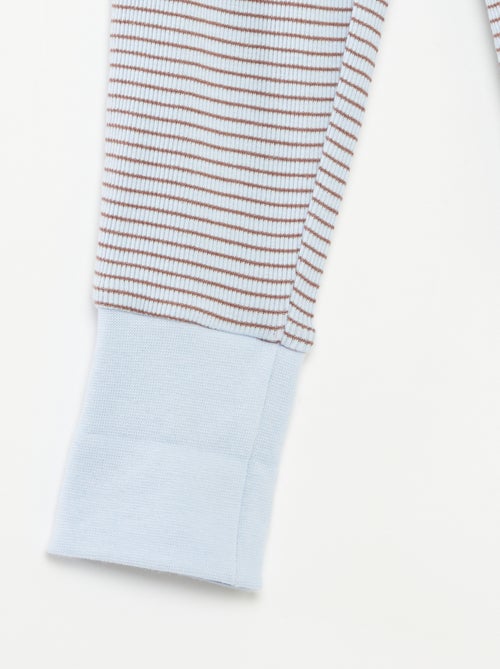 Conjunto de pijama largo camiseta + pantalón a rayas - 2 piezas - Kiabi