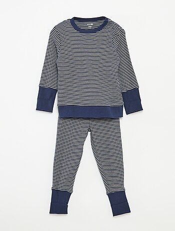 Conjunto de pijama largo camiseta + pantalón a rayas - 2 piezas
