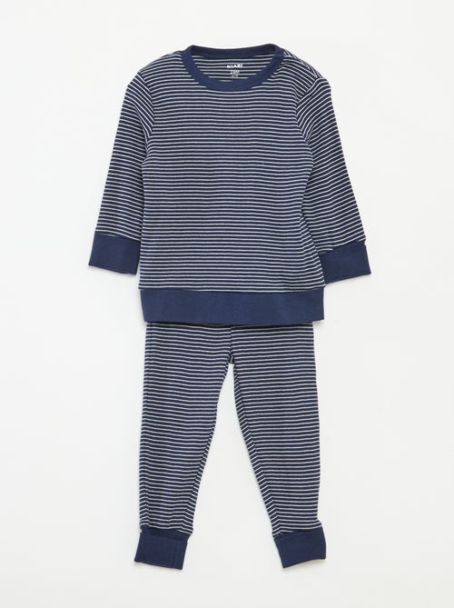 Conjunto de pijama largo camiseta + pantalón a rayas - 2 piezas - Kiabi