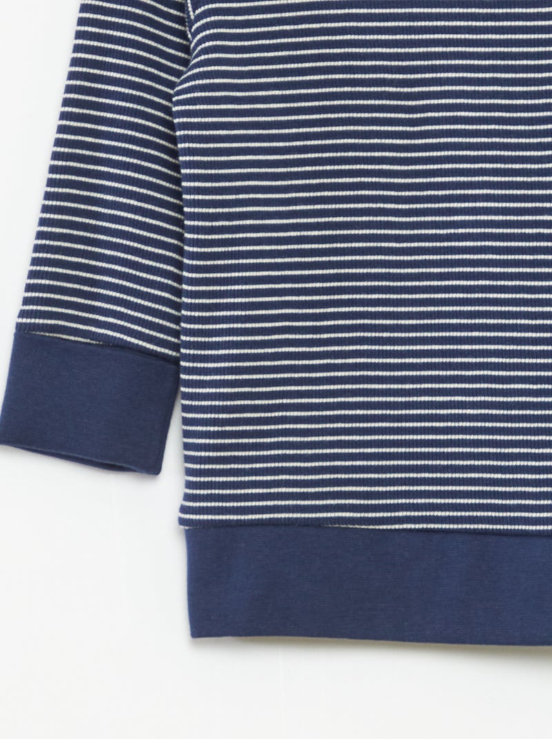 Conjunto de pijama largo camiseta + pantalón a rayas - 2 piezas Azul - Kiabi