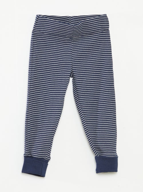Conjunto de pijama largo camiseta + pantalón a rayas - 2 piezas - Kiabi