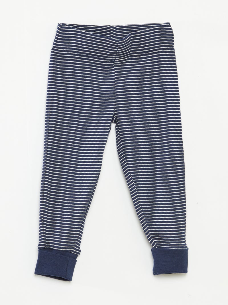 Conjunto de pijama largo camiseta + pantalón a rayas - 2 piezas Azul - Kiabi