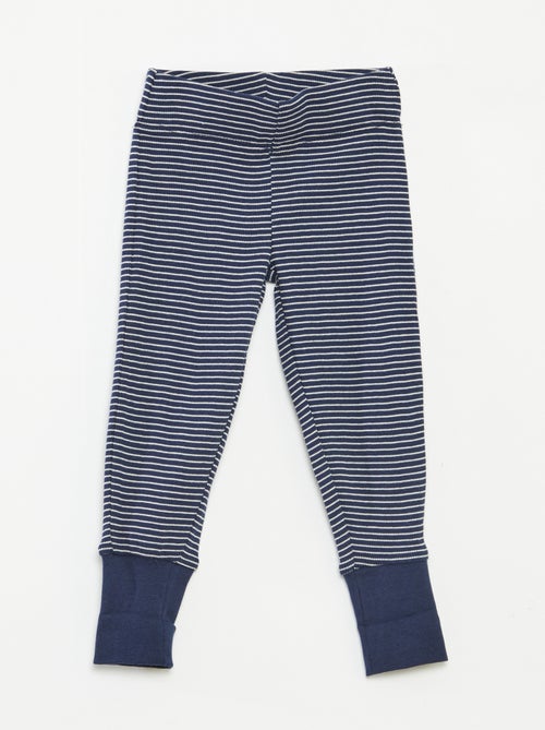 Conjunto de pijama largo camiseta + pantalón a rayas - 2 piezas - Kiabi