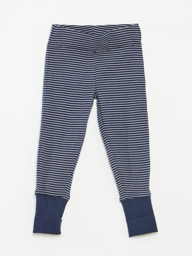 Conjunto de pijama largo camiseta + pantalón a rayas - 2 piezas Azul - Kiabi