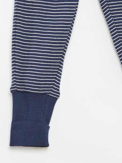 Conjunto de pijama largo camiseta + pantalón a rayas - 2 piezas - Kiabi