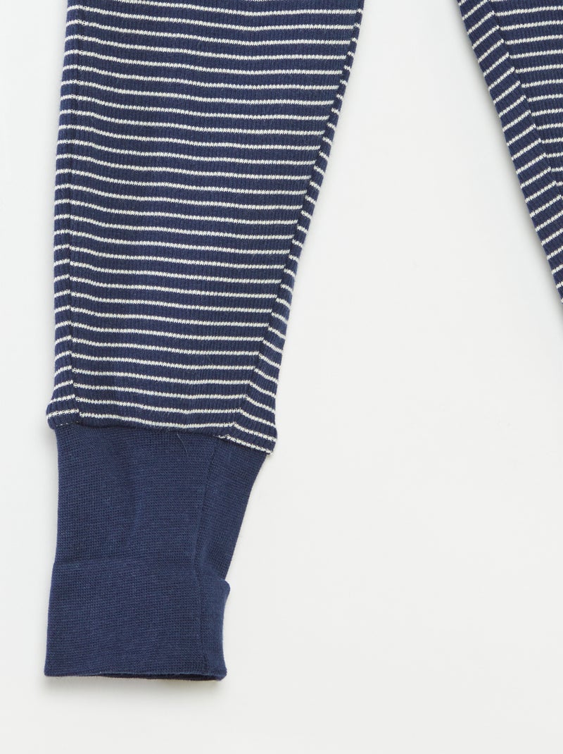 Conjunto de pijama largo camiseta + pantalón a rayas - 2 piezas Azul - Kiabi