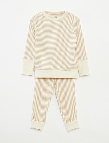 Conjunto de pijama largo camiseta + pantalón a rayas - 2 piezas
