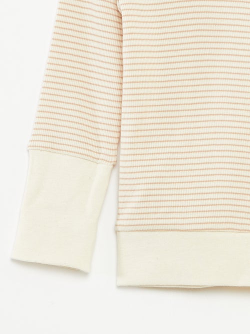Conjunto de pijama largo camiseta + pantalón a rayas - 2 piezas - Kiabi