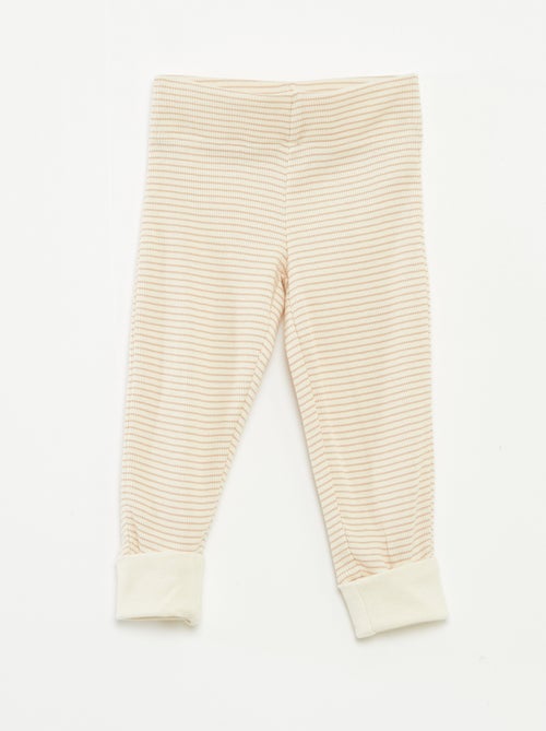 Conjunto de pijama largo camiseta + pantalón a rayas - 2 piezas - Kiabi