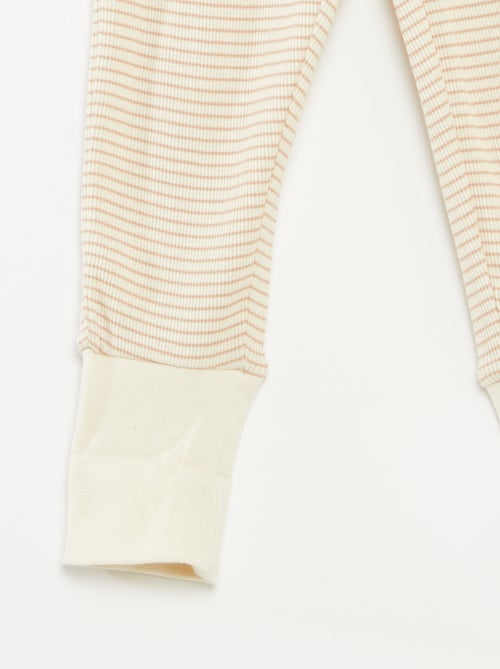 Conjunto de pijama largo camiseta + pantalón a rayas - 2 piezas - Kiabi