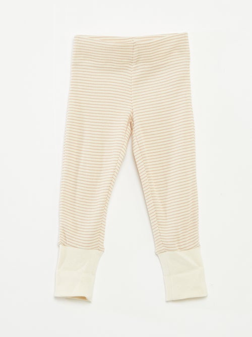 Conjunto de pijama largo camiseta + pantalón a rayas - 2 piezas - Kiabi