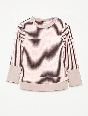 Conjunto de pijama largo camiseta + pantalón a rayas - 2 piezas