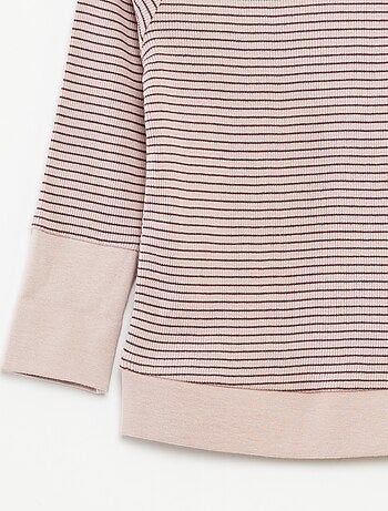 Conjunto de pijama largo camiseta + pantalón a rayas - 2 piezas