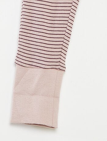 Conjunto de pijama largo camiseta + pantalón a rayas - 2 piezas