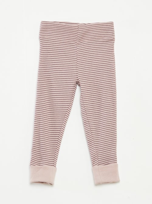 Conjunto de pijama largo camiseta + pantalón a rayas - 2 piezas - Kiabi