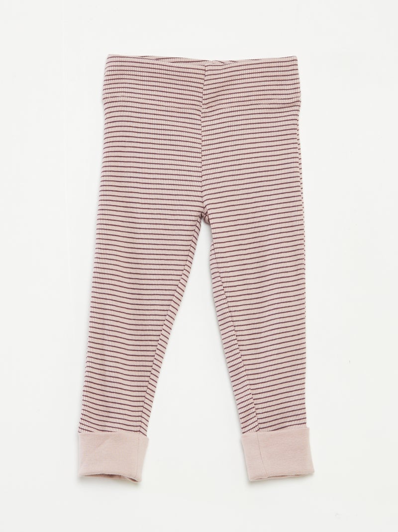 Conjunto de pijama largo camiseta + pantalón a rayas - 2 piezas Purpura - Kiabi