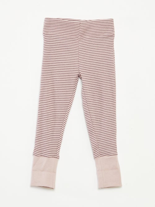 Conjunto de pijama largo camiseta + pantalón a rayas - 2 piezas - Kiabi