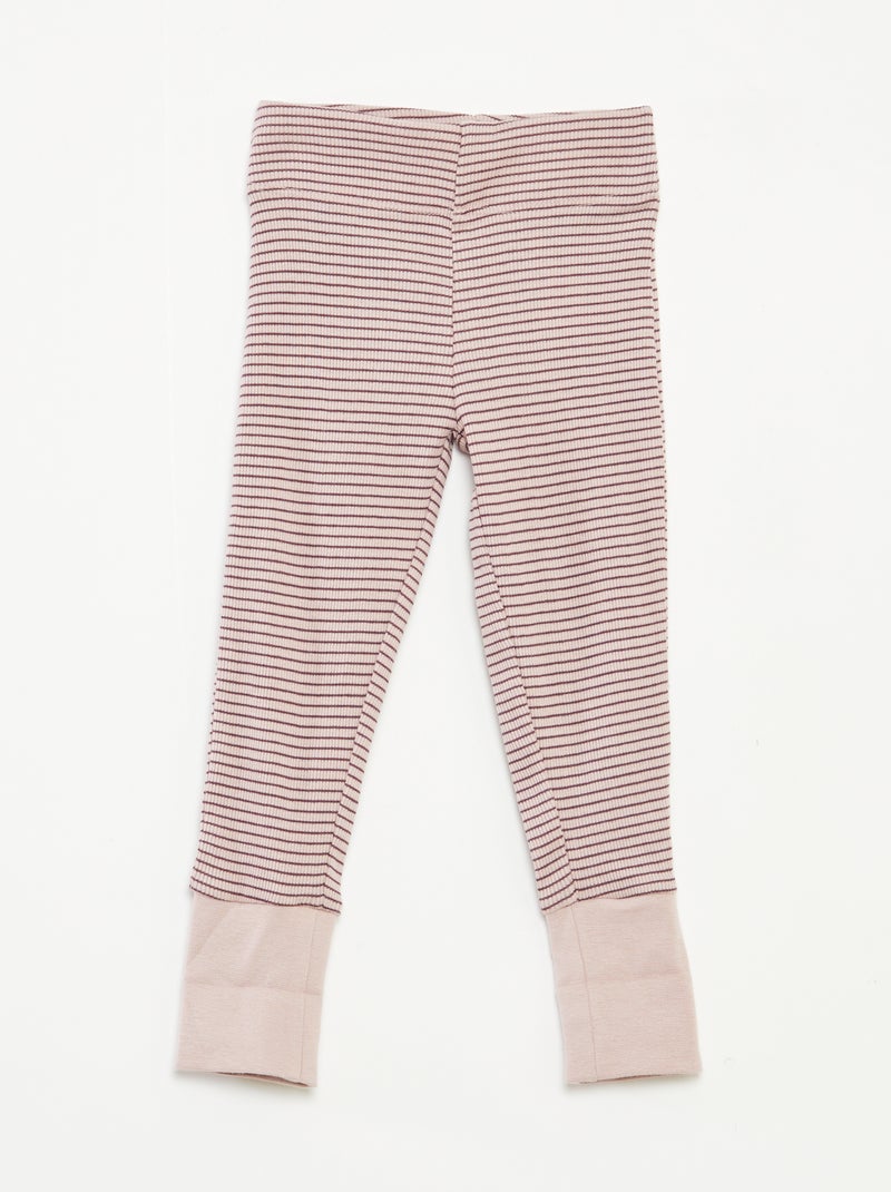 Conjunto de pijama largo camiseta + pantalón a rayas - 2 piezas Purpura - Kiabi