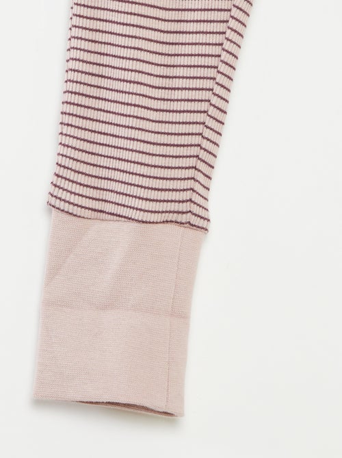 Conjunto de pijama largo camiseta + pantalón a rayas - 2 piezas - Kiabi