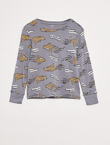 Conjunto de pijama largo camiseta + pantalón con estampado all over