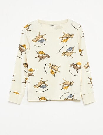 Conjunto de pijama largo camiseta + pantalón con estampado all over