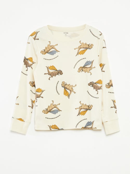 Conjunto de pijama largo camiseta + pantalón con estampado all over - Kiabi