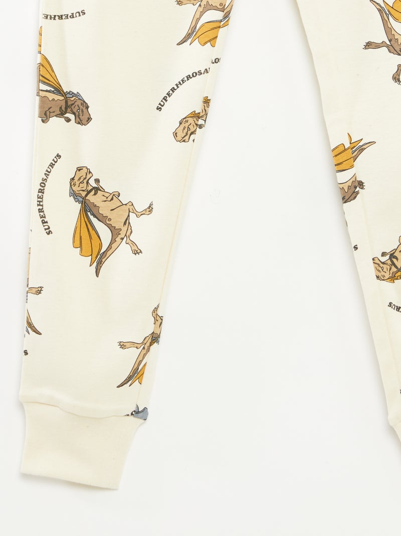 Conjunto de pijama largo camiseta + pantalón con estampado all over Beige - Kiabi