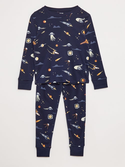 Conjunto de pijama largo camiseta + pantalón con motivo all over - Kiabi