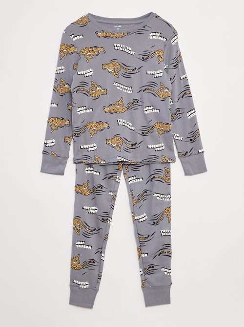 Conjunto de pijama largo camiseta + pantalón con motivo all over - Kiabi