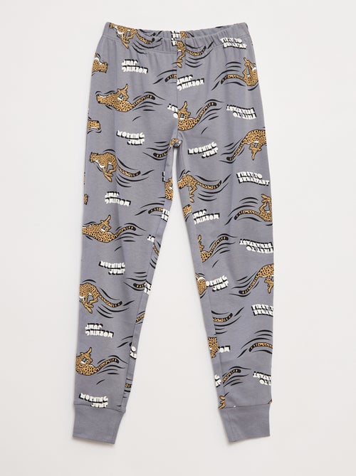 Conjunto de pijama largo camiseta + pantalón con motivo all over - Kiabi