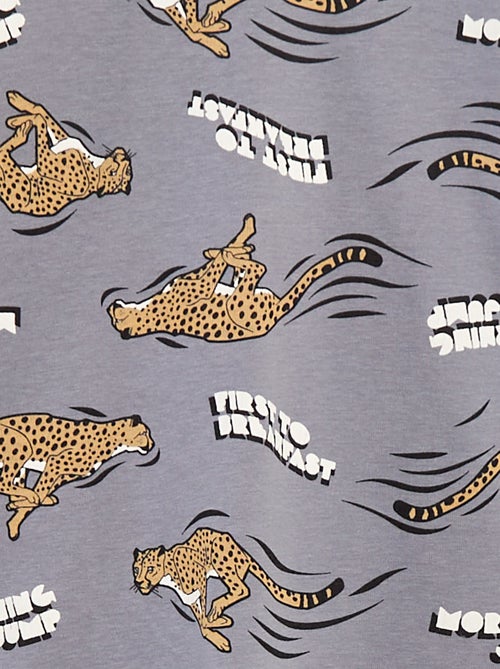 Conjunto de pijama largo camiseta + pantalón con motivo all over - Kiabi